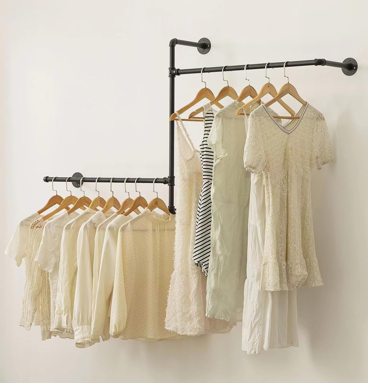 High Quality Industrial Pipe Clothing Rack Wall Garment Rack with Pipe ...